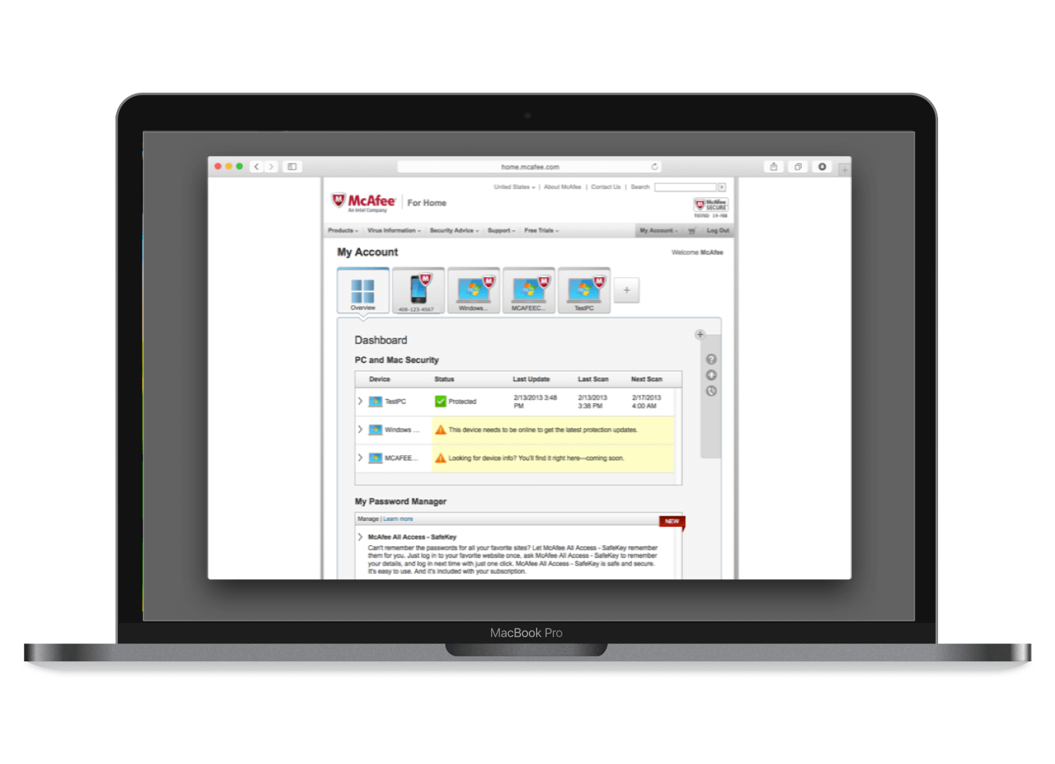 McAfee Dashboard